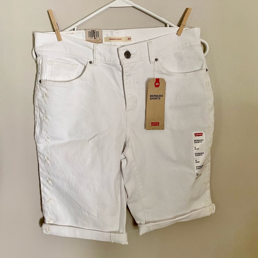 White Levi Jean Shorts